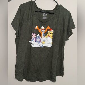 Torrid Disney Winnie The Pooh & Friends Holiday Snow Shirt Top Green